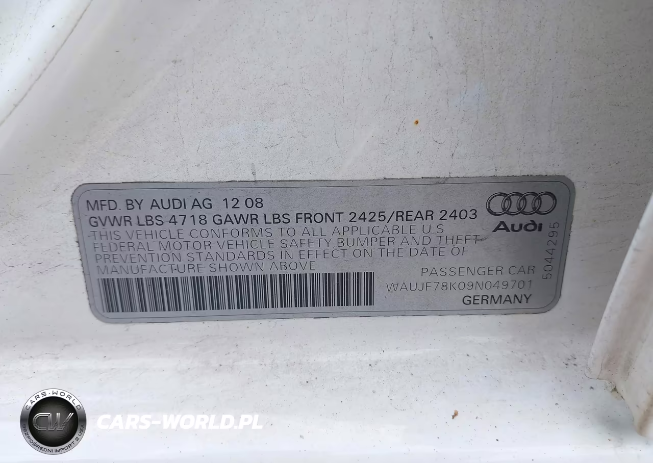 2009 Audi A4 2.0T Premium VIN:WAUJF78K09N049701 - 9
