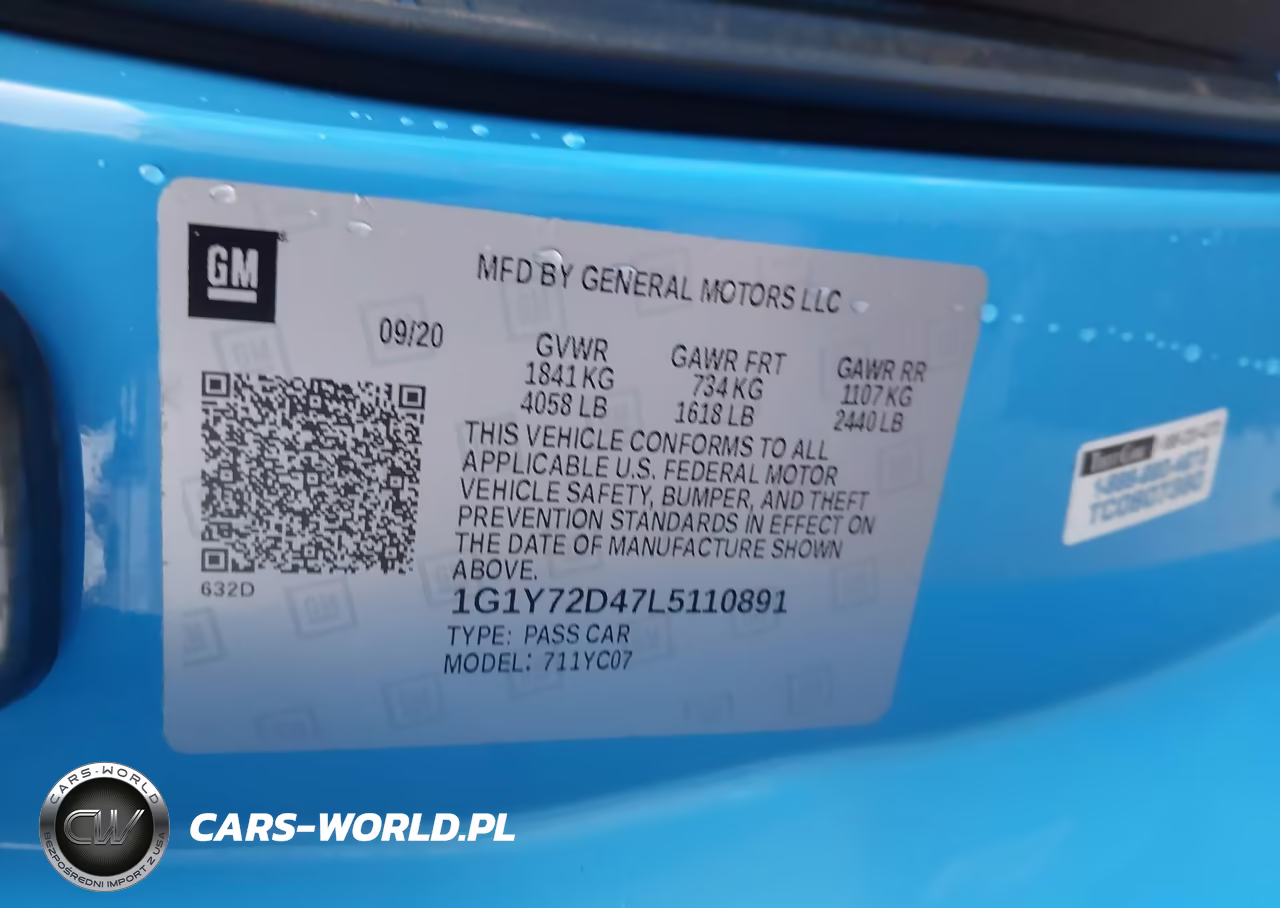 2020 Chevrolet Corvette Stingray Rwd 2Lt VIN:1G1Y72D47L5110891 - 9