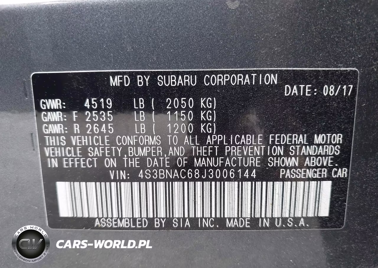 2018 Subaru Legacy 2.5I Premium VIN:4S3BNAC68J3006144 - 9