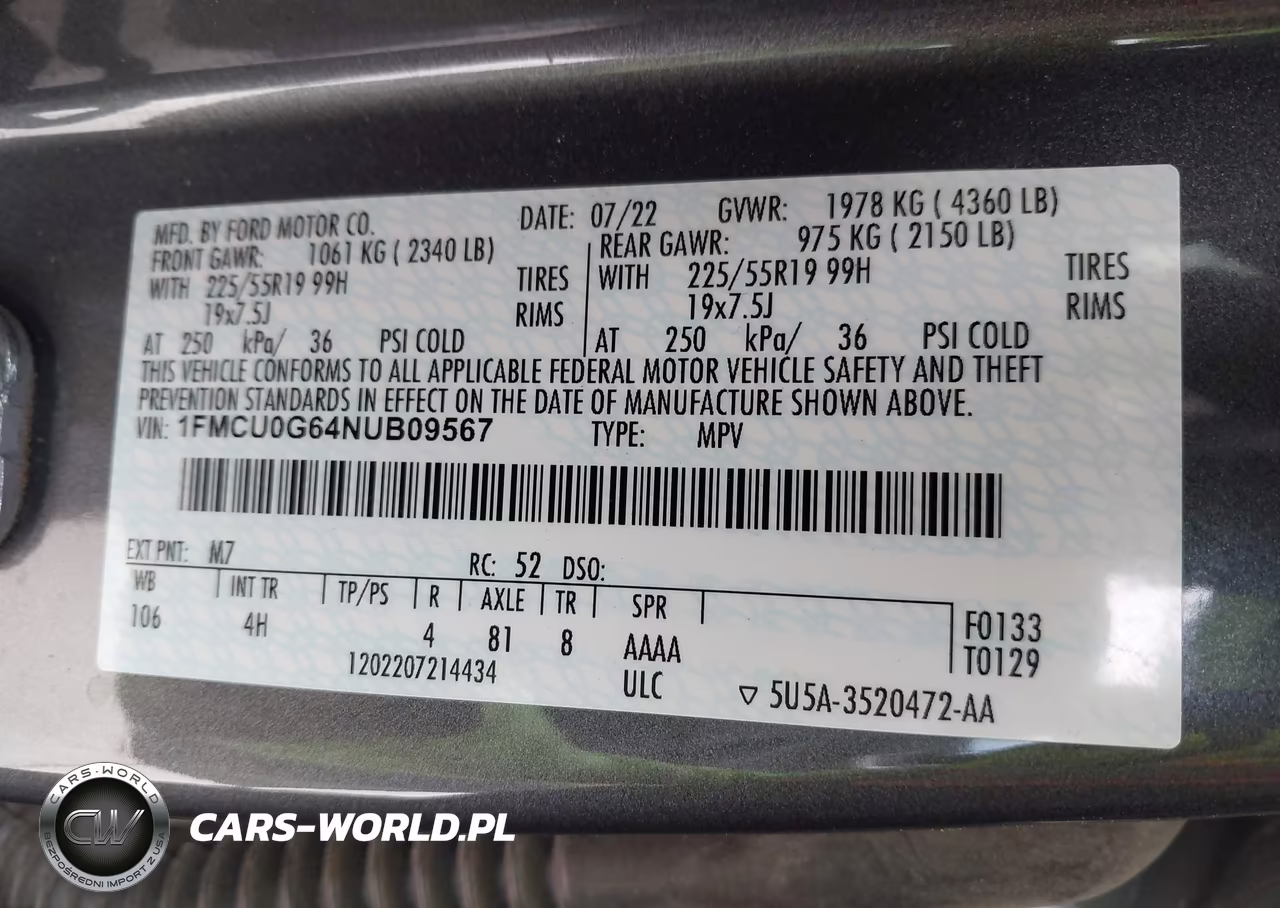 2022 Ford Escape Se VIN:1FMCU0G64NUB09567 - 9