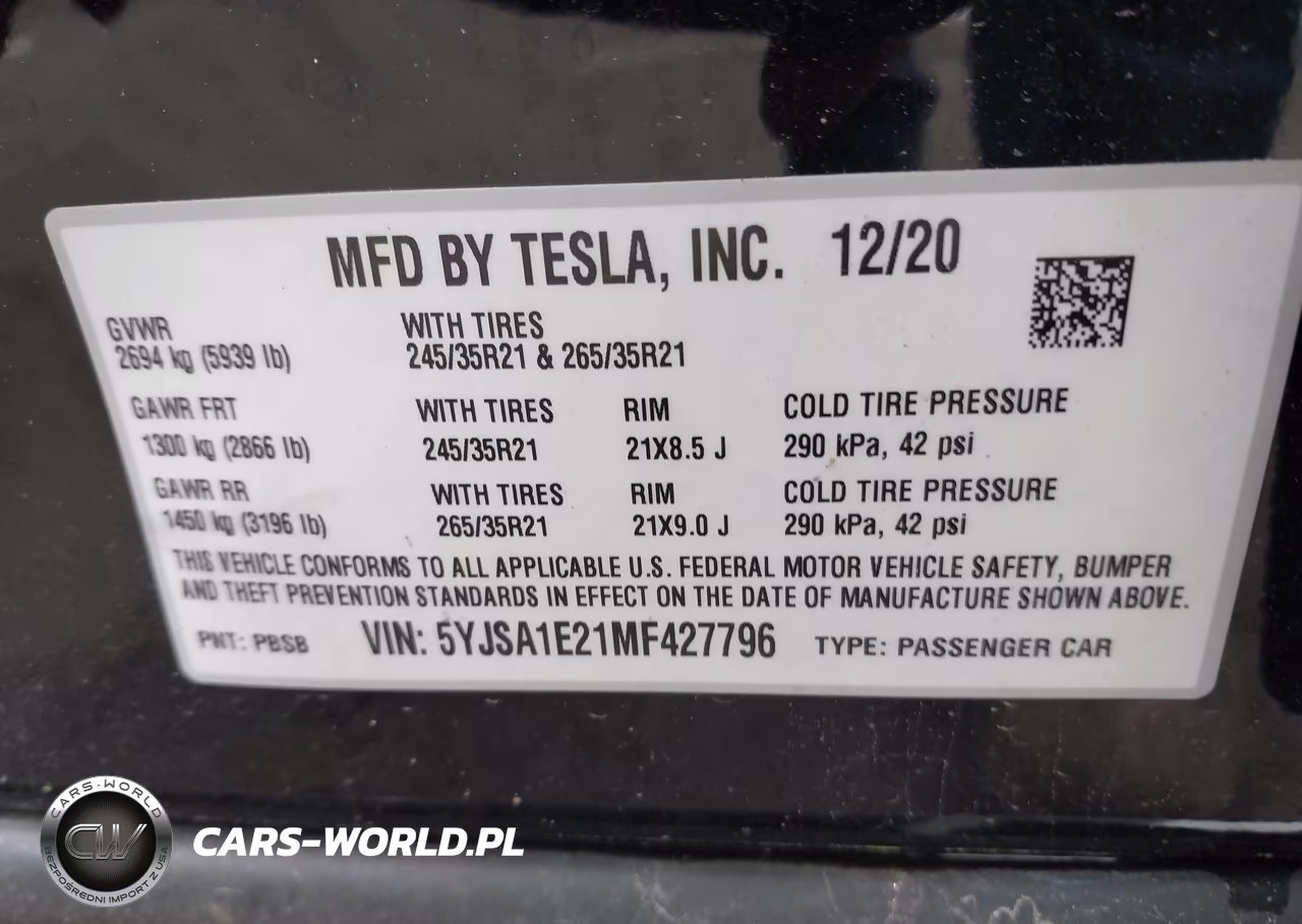 2021 Tesla Model S Long Range Dual Motor All-Wheel Drive-Long Range Plus Dual Motor All-Wheel Drive VIN:5YJSA1E21MF427796 - 9