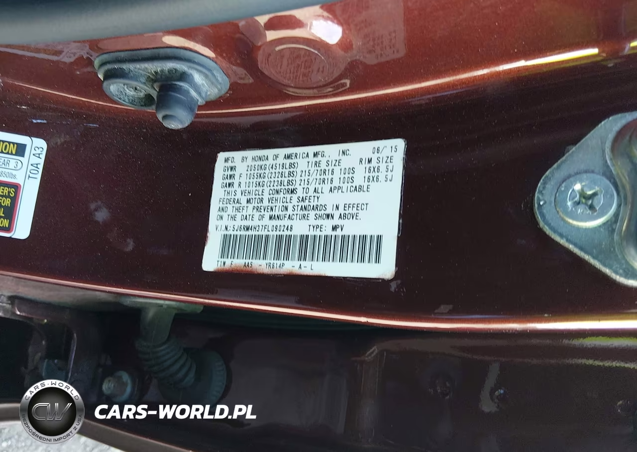 2015 Honda Cr-V Lx VIN:5J6RM4H37FL090248 - 9