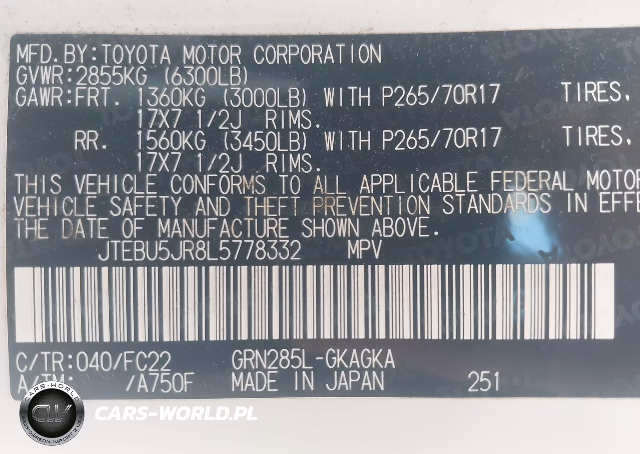 2020 Toyota 4Runner Trd Off Road VIN:JTEBU5JR8L5778332 - 9