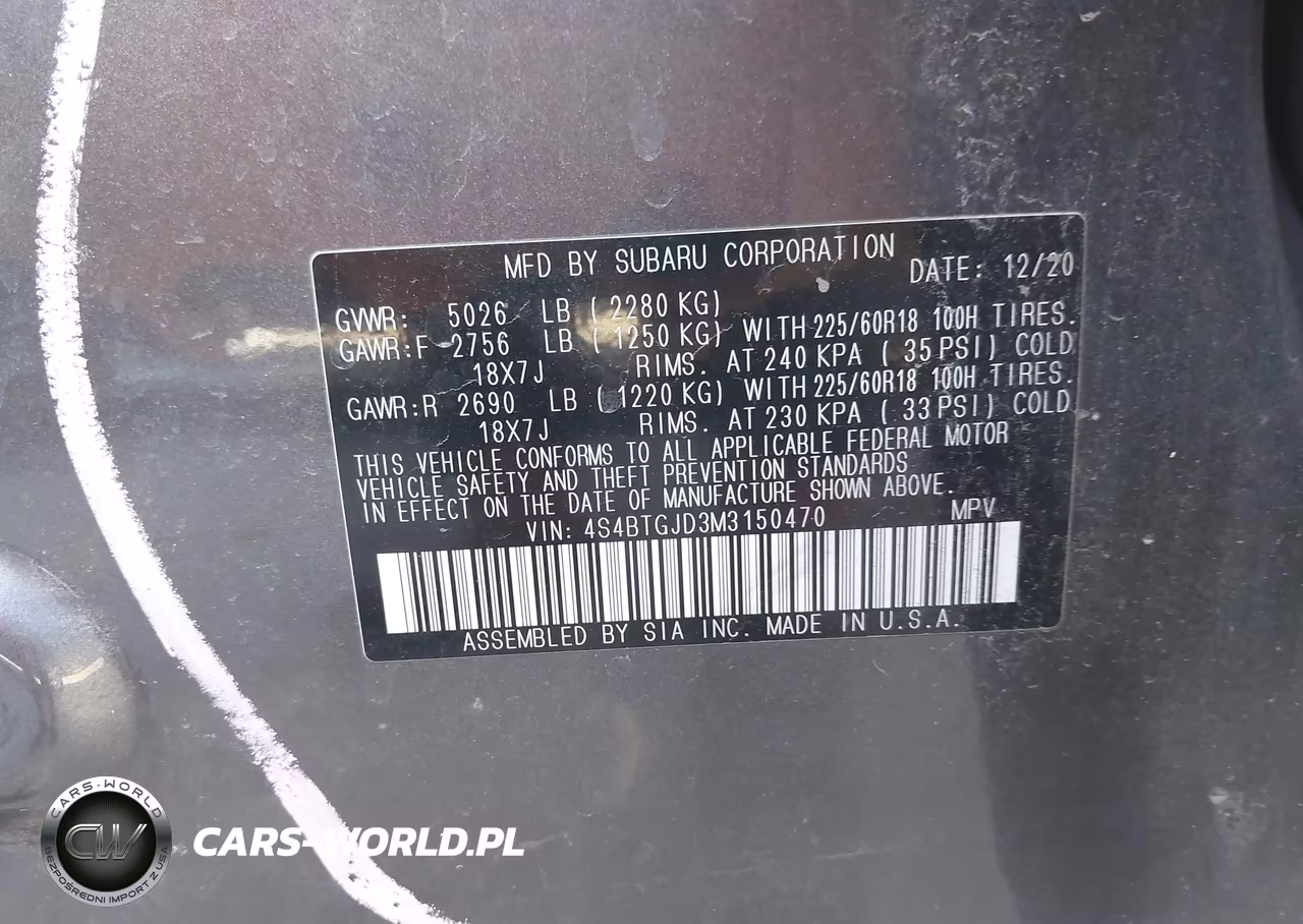 2021 Subaru Outback Onyx Edition Xt VIN:4S4BTGJD3M3150470 - 9