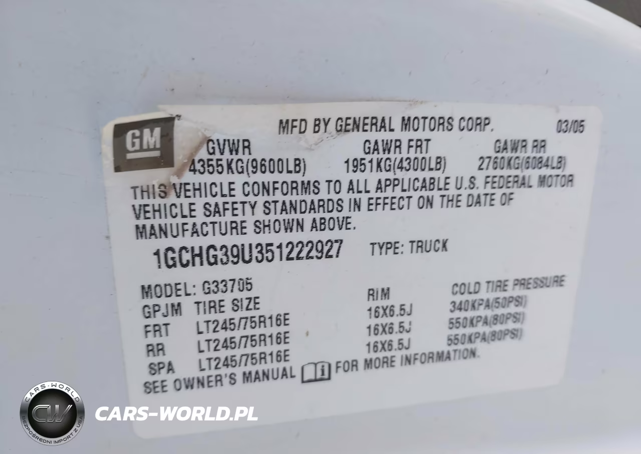 2005 Chevrolet Express VIN:1GCHG39U351222927 - 9