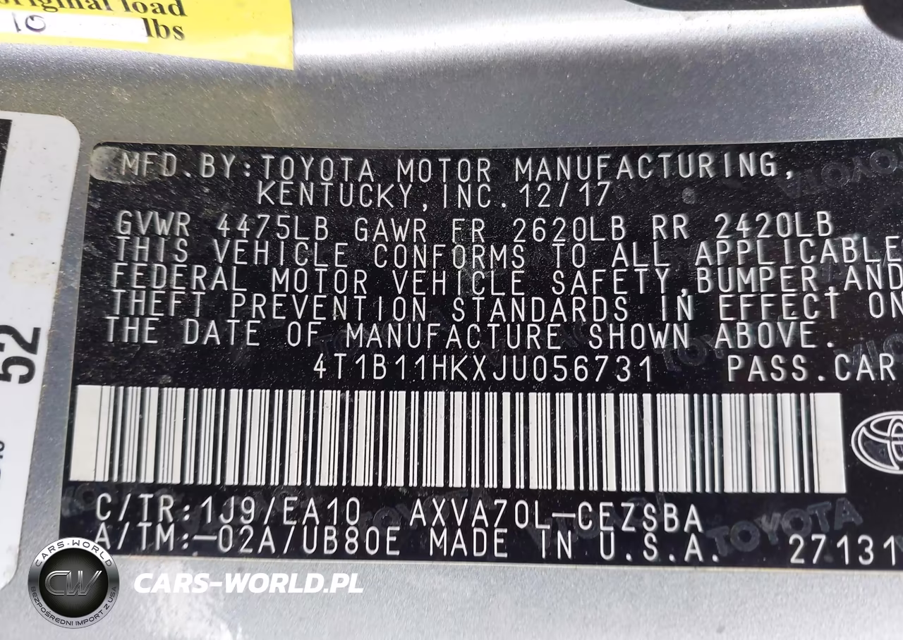 2018 Toyota Camry Se VIN:4T1B11HKXJU056731 - 9