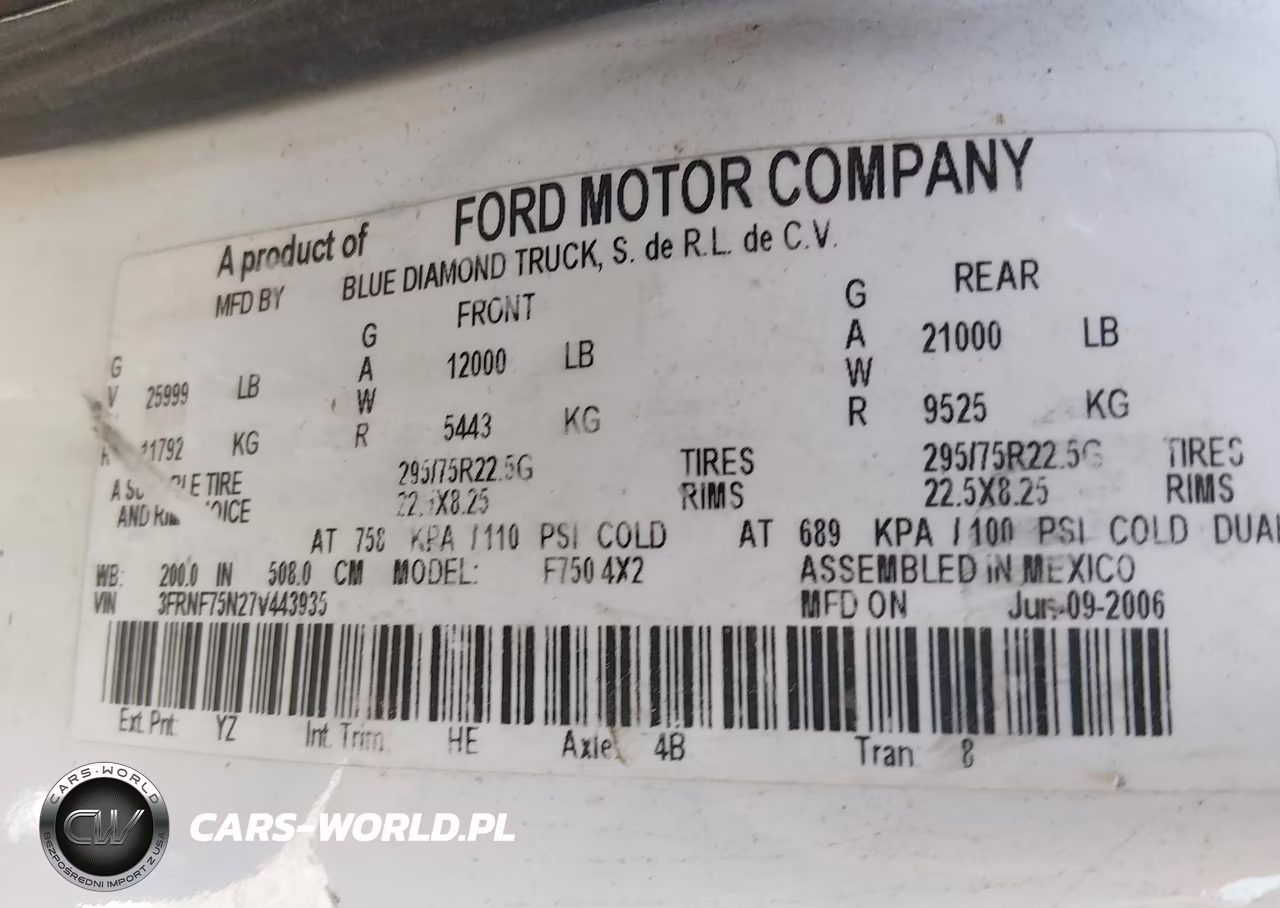 2007 Ford F-750 Xl-Xlt VIN:3FRNF75N27V443935 - 8
