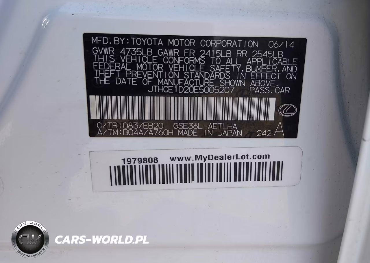 2014 Lexus Is 350 VIN:JTHCE1D20E5005207 - 9
