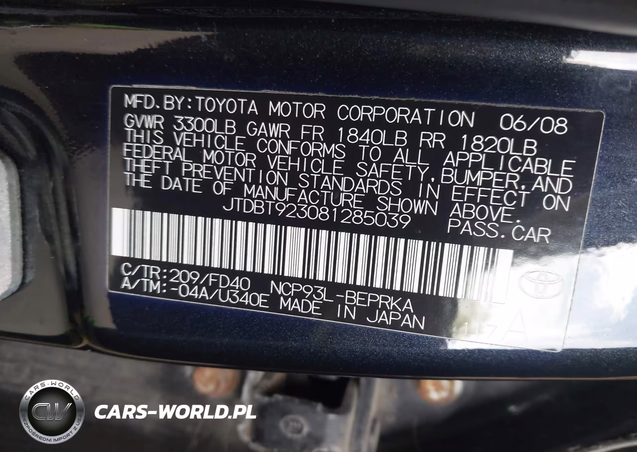 2008 Toyota Yaris VIN:JTDBT923081285039 - 9