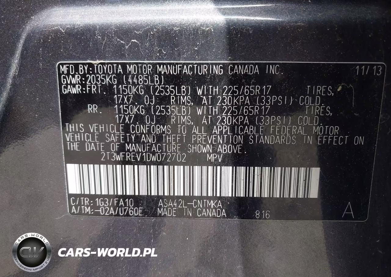 2013 Toyota Rav4 Xle VIN:2T3WFREV1DW072702 - 9