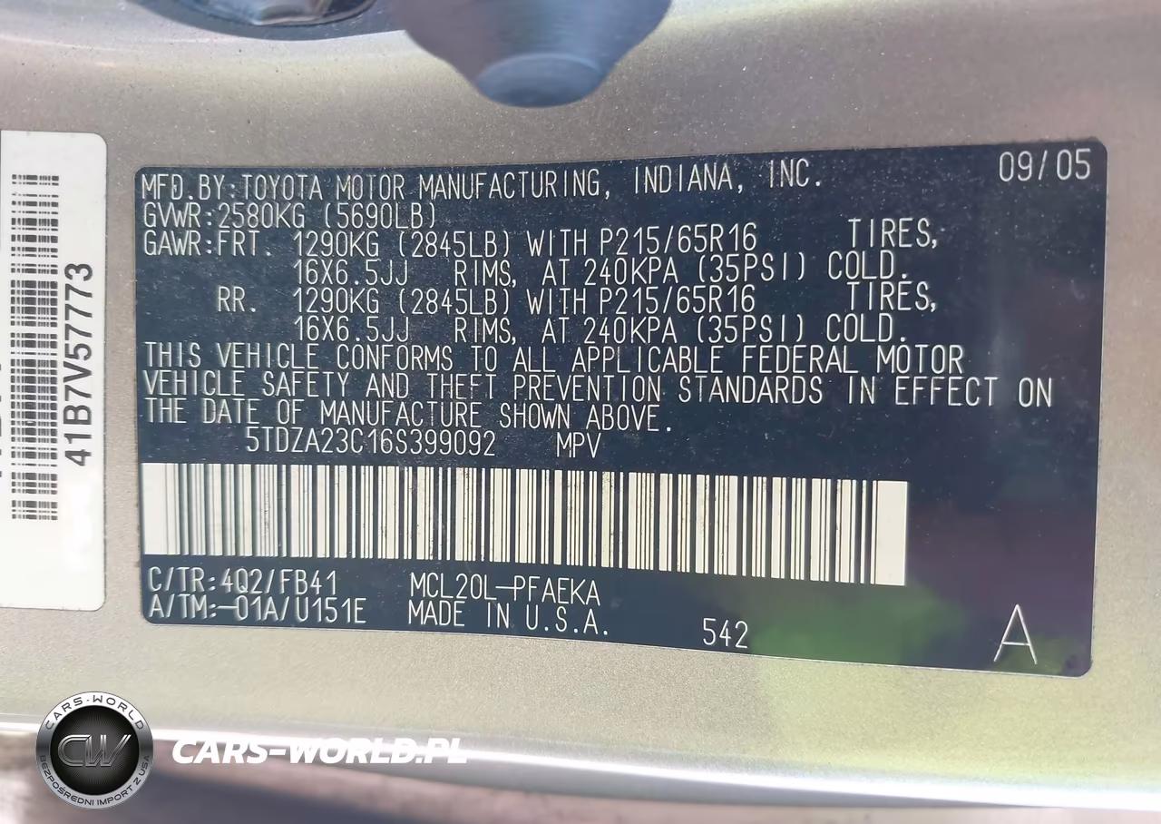 2006 Toyota Sienna Le VIN:5TDZA23C16S399092 - 9