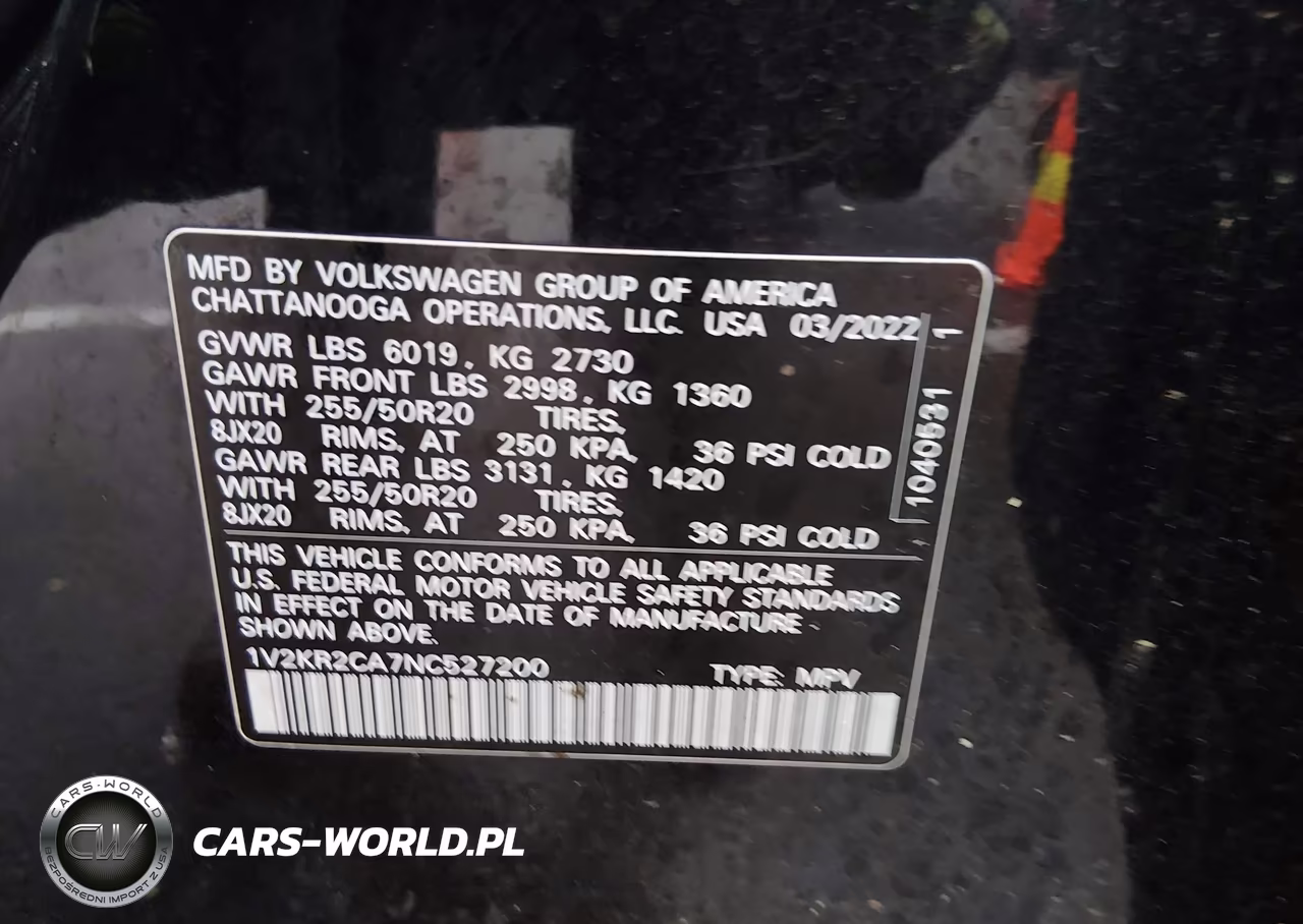 2022 Volkswagen Atlas 3.6L V6 Se W-Technology VIN:1V2KR2CA7NC527200 - 9