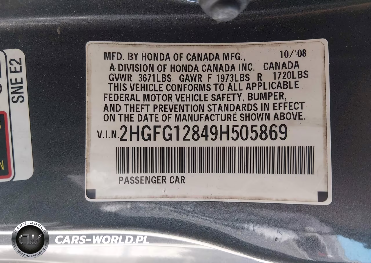 2009 Honda Civic Ex VIN:2HGFG12849H505869 - 9
