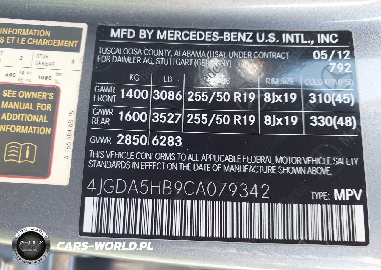 2012 Mercedes-Benz Ml 350 4Matic VIN:4JGDA5HB9CA079342 - 9