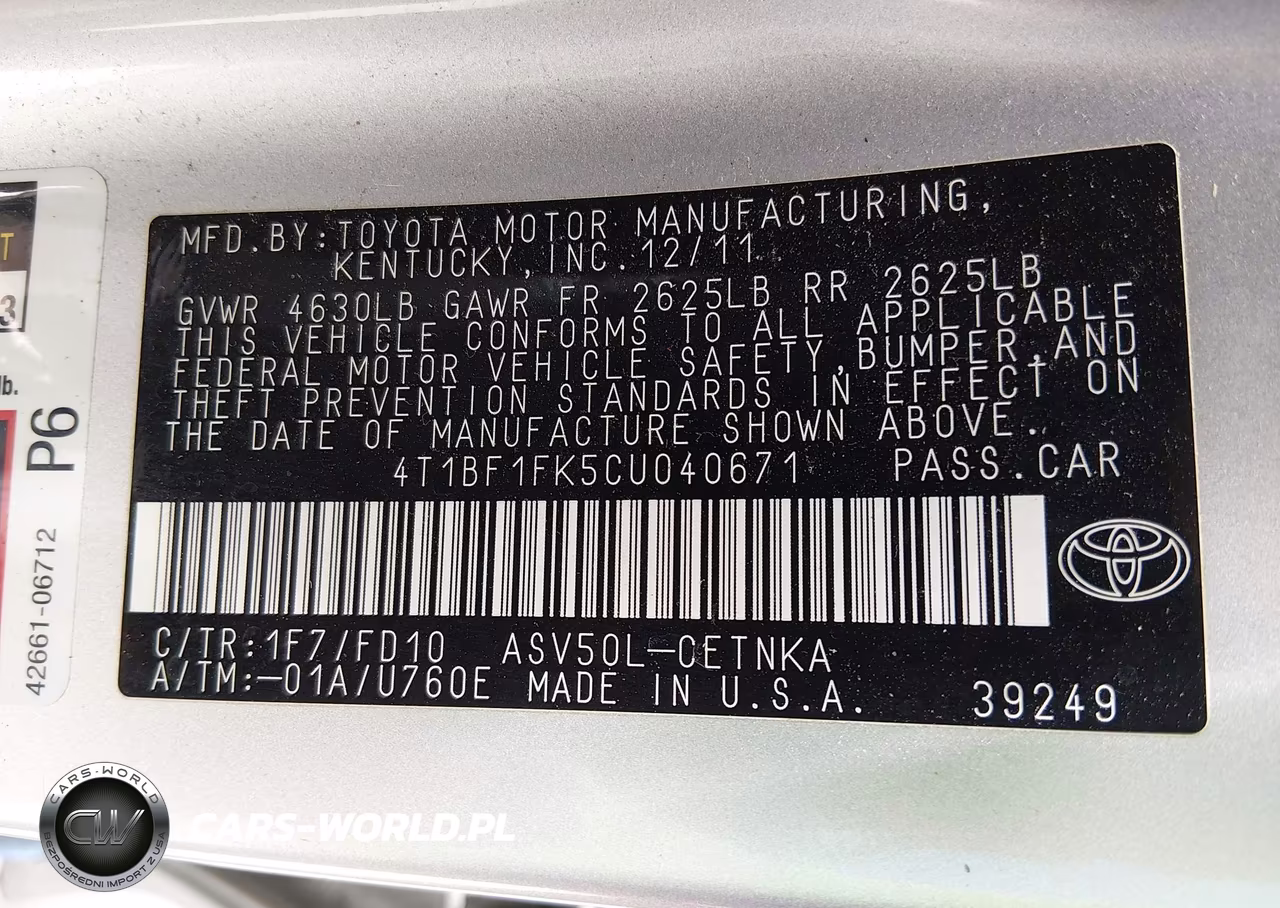 2012 Toyota Camry Le VIN:4T1BF1FK5CU040671 - 9