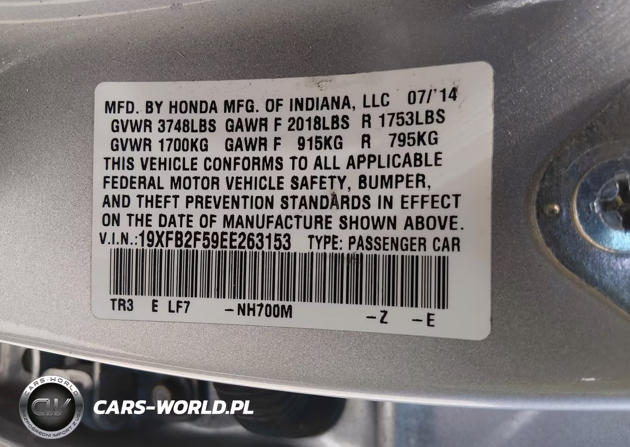 2014 Honda Civic Lx VIN:19XFB2F59EE263153 - 9