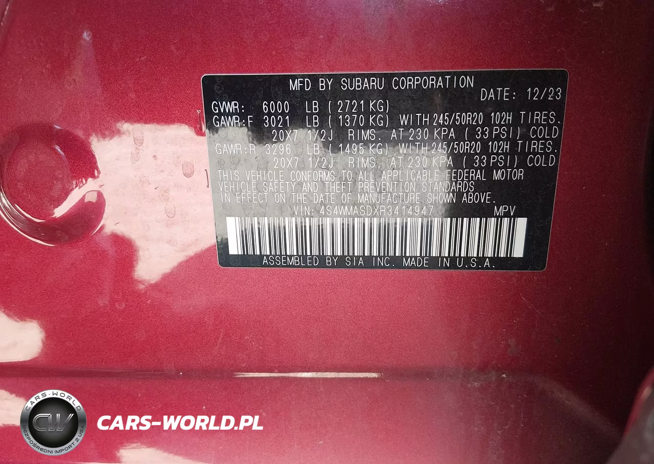 2024 Subaru Ascent Limited 7-Passenger VIN:4S4WMASDXR3414947 - 9