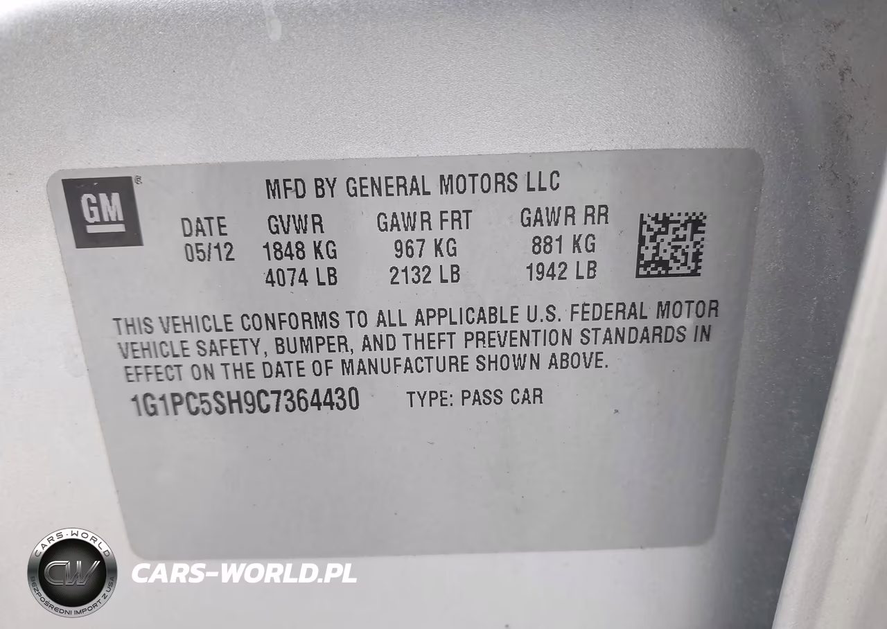 2012 Chevrolet Cruze Ls VIN:1G1PC5SH9C7364430 - 9