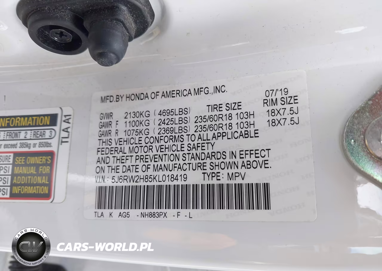 2019 Honda Cr-V Ex-L VIN:5J6RW2H85KL018419 - 9