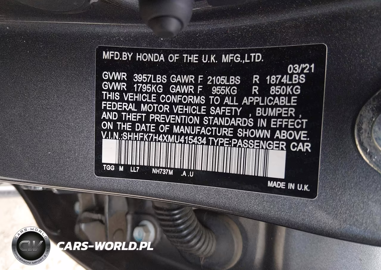2021 Honda Civic Sport VIN:SHHFK7H4XMU415434 - 9
