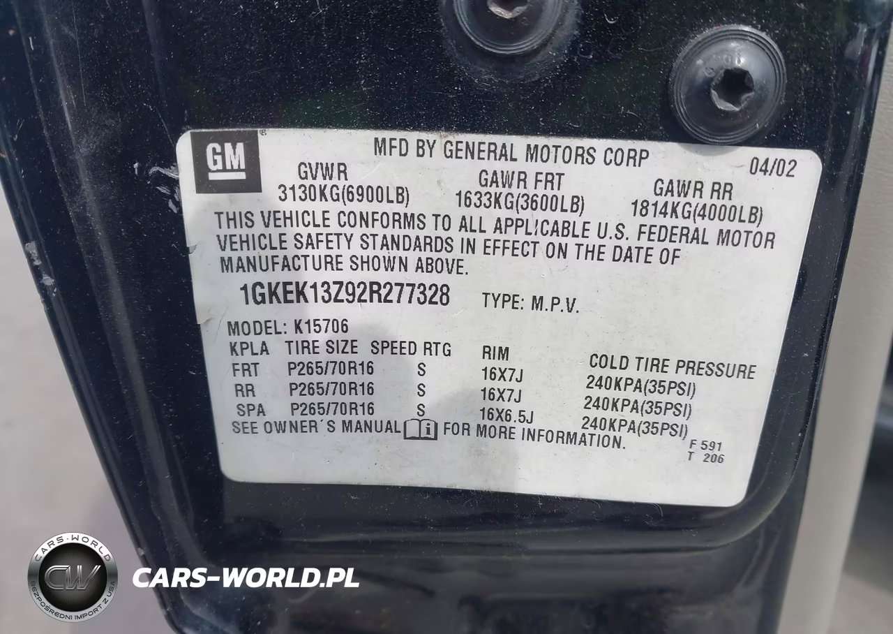 2002 GMC Yukon Slt VIN:1GKEK13Z92R277328 - 9
