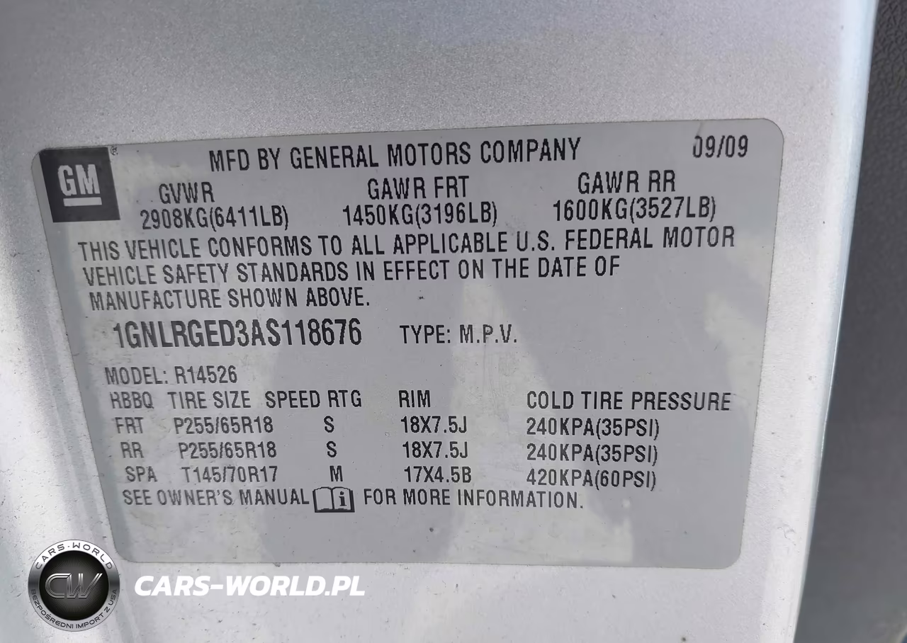 2010 Chevrolet Traverse Lt VIN:1GNLRGED3AS118676 - 9