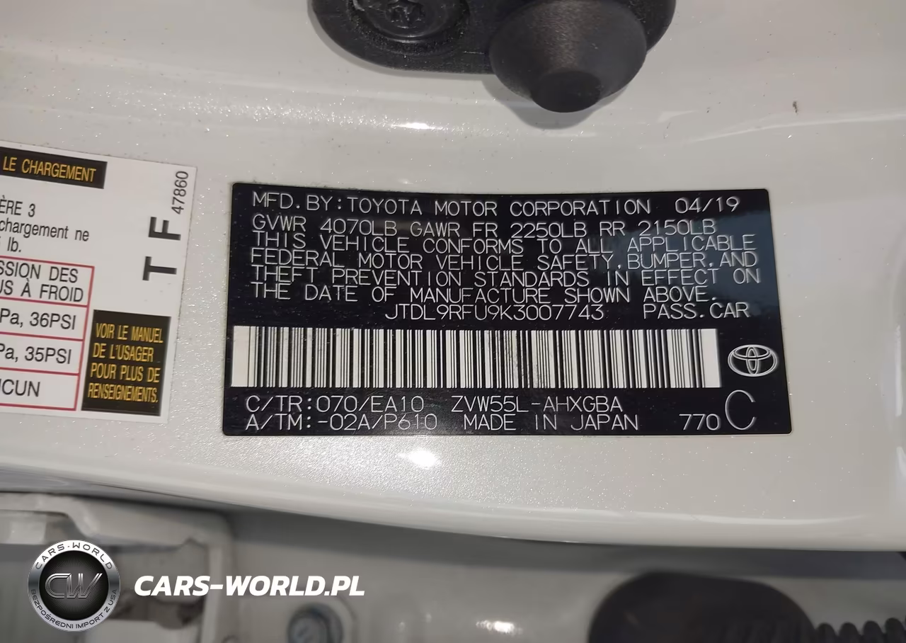 2019 Toyota Prius Xle VIN:JTDL9RFU9K3007743 - 9