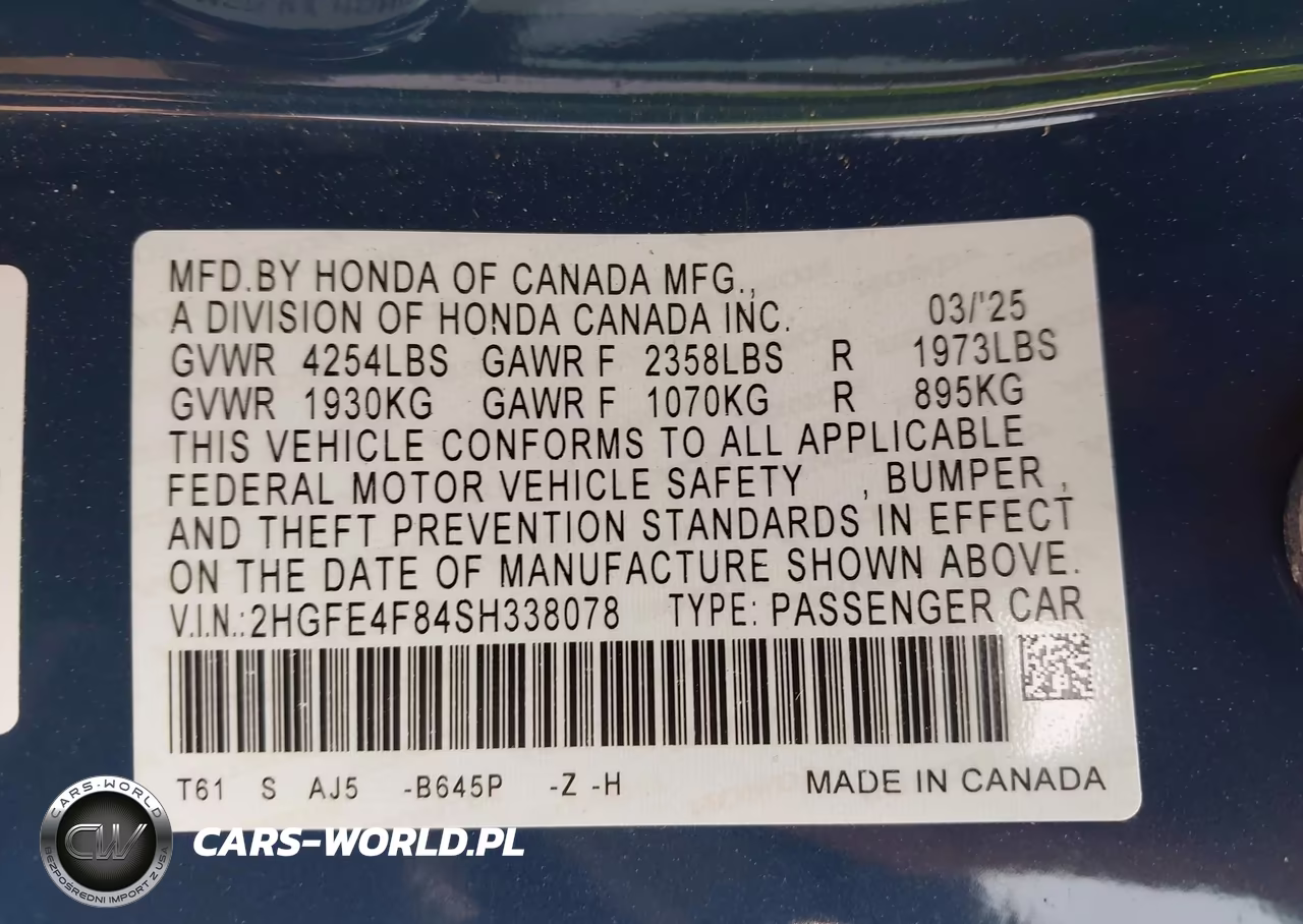 2025 Honda Civic Hybrid Sport-Sport Touring VIN:2HGFE4F84SH338078 - 9