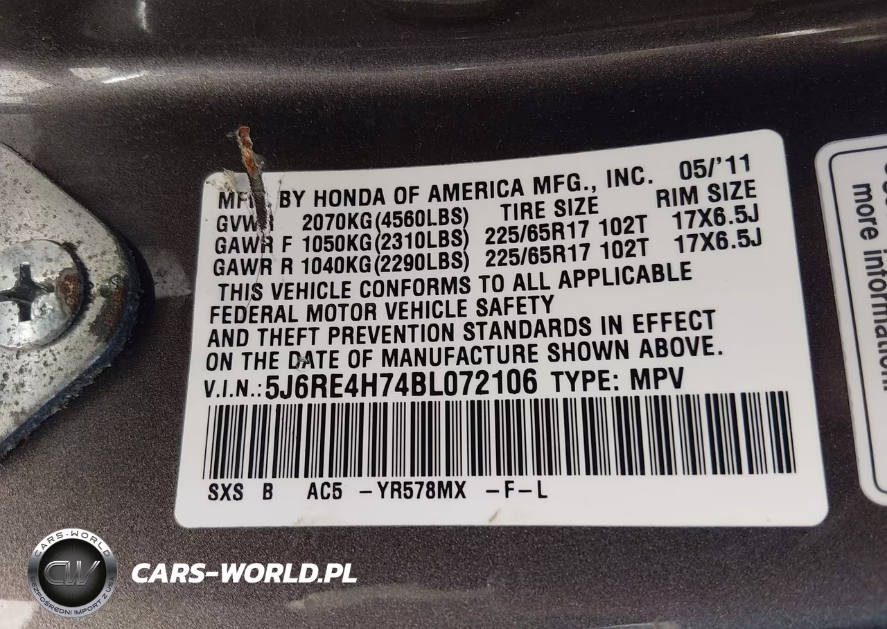 2011 Honda Cr-V Ex-L VIN:5J6RE4H74BL072106 - 9