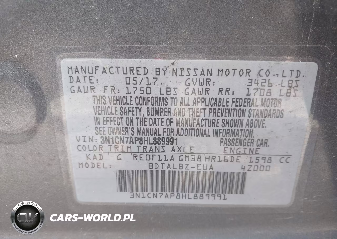 2017 Nissan Versa 1.6 Sv VIN:3N1CN7AP8HL889991 - 9
