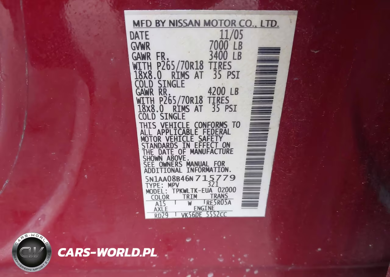 2006 Nissan Armada Se VIN:5N1AA08B46N715779 - 9