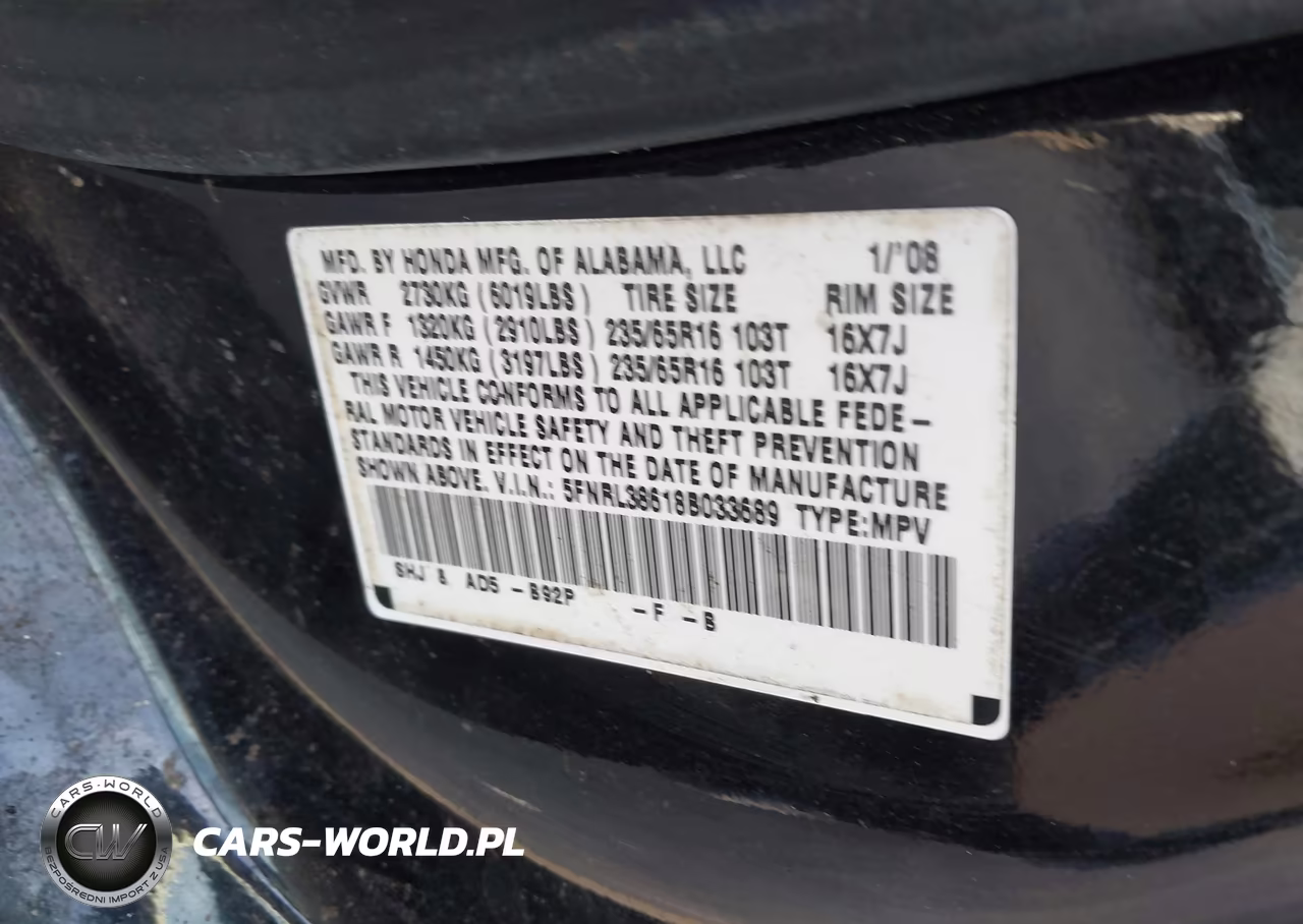 2008 Honda Odyssey Ex-L VIN:5FNRL38618B033689 - 9