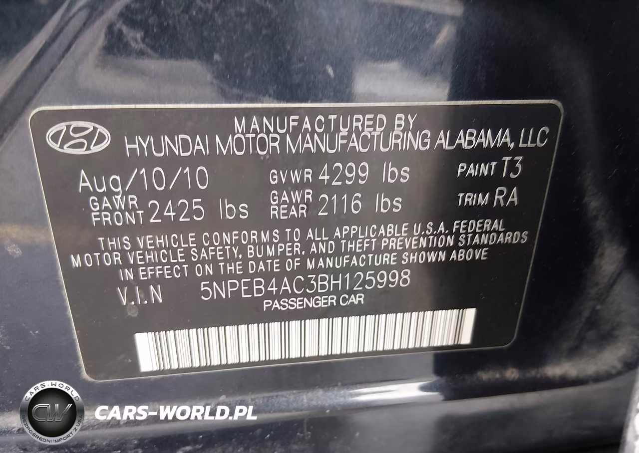 2011 Hyundai Sonata Gls VIN:5NPEB4AC3BH125998 - 9
