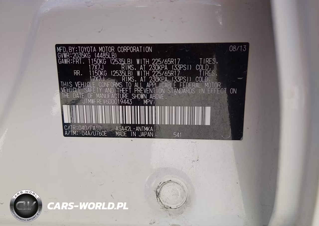 2013 Toyota Rav4 Xle VIN:JTMWFREV6DD019443 - 9