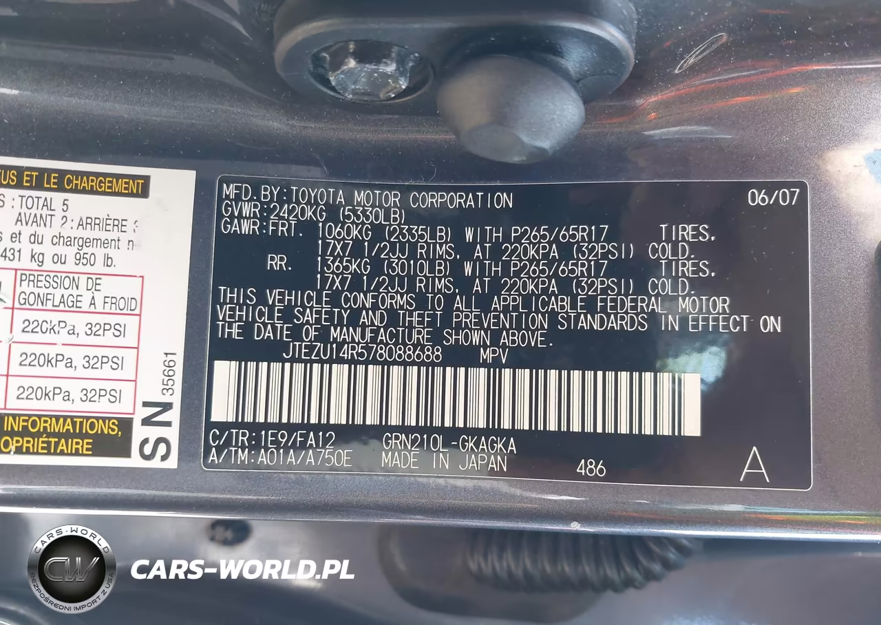 2007 Toyota 4Runner Sr5 V6 VIN:JTEZU14R578088688 - 9