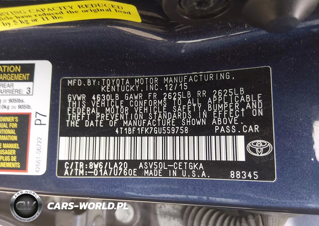 2016 Toyota Camry Xle VIN:4T1BF1FK7GU559758 - 9