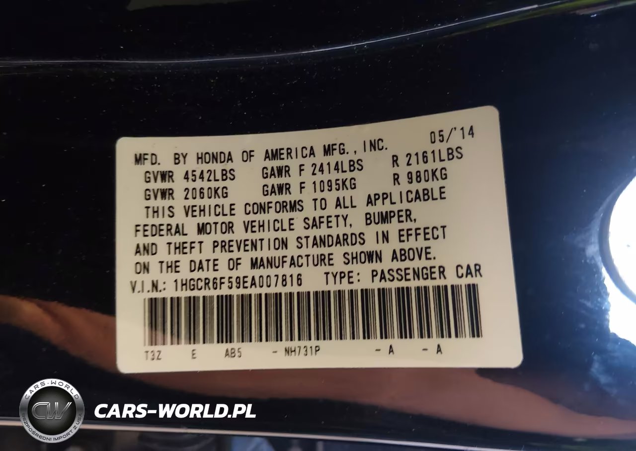 2014 Honda Accord Hybrid Ex-L VIN:1HGCR6F59EA007816 - 9