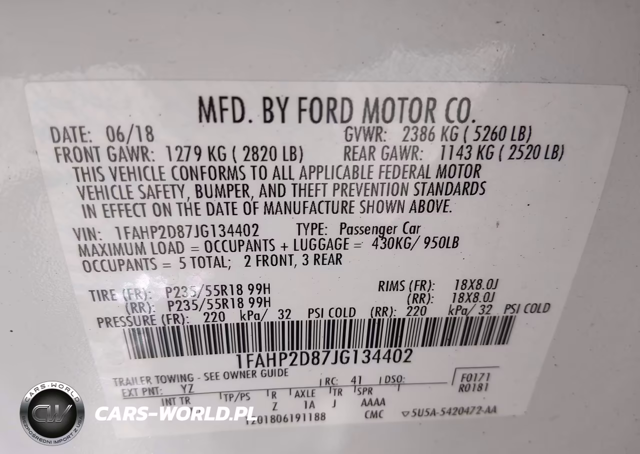 2018 Ford Taurus Se VIN:1FAHP2D87JG134402 - 9