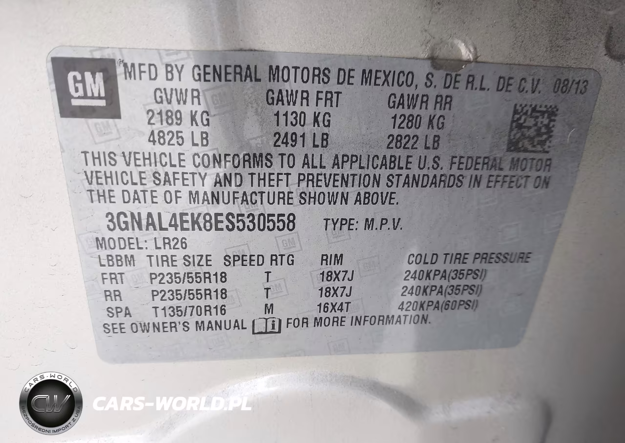 2014 Chevrolet Captiva Sport Ltz VIN:3GNAL4EK8ES530558 - 9