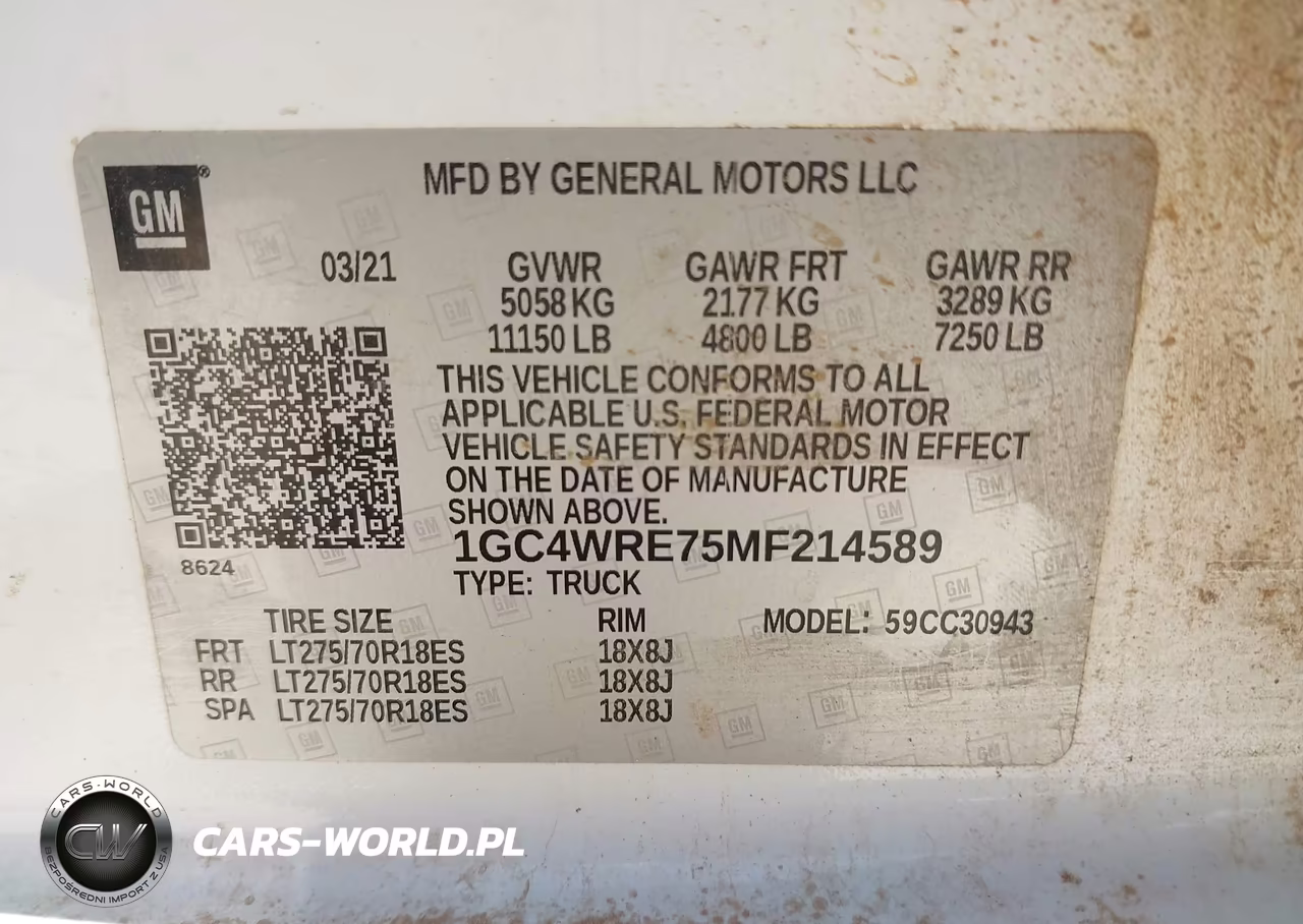 2021 Chevrolet Silverado 3500Hd 2Wd Long Bed Wt VIN:1GC4WRE75MF214589 - 8
