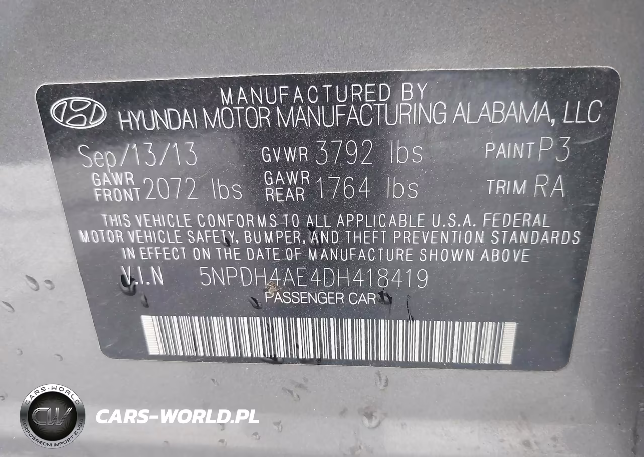 2013 Hyundai Elantra Limited VIN:5NPDH4AE4DH418419 - 9