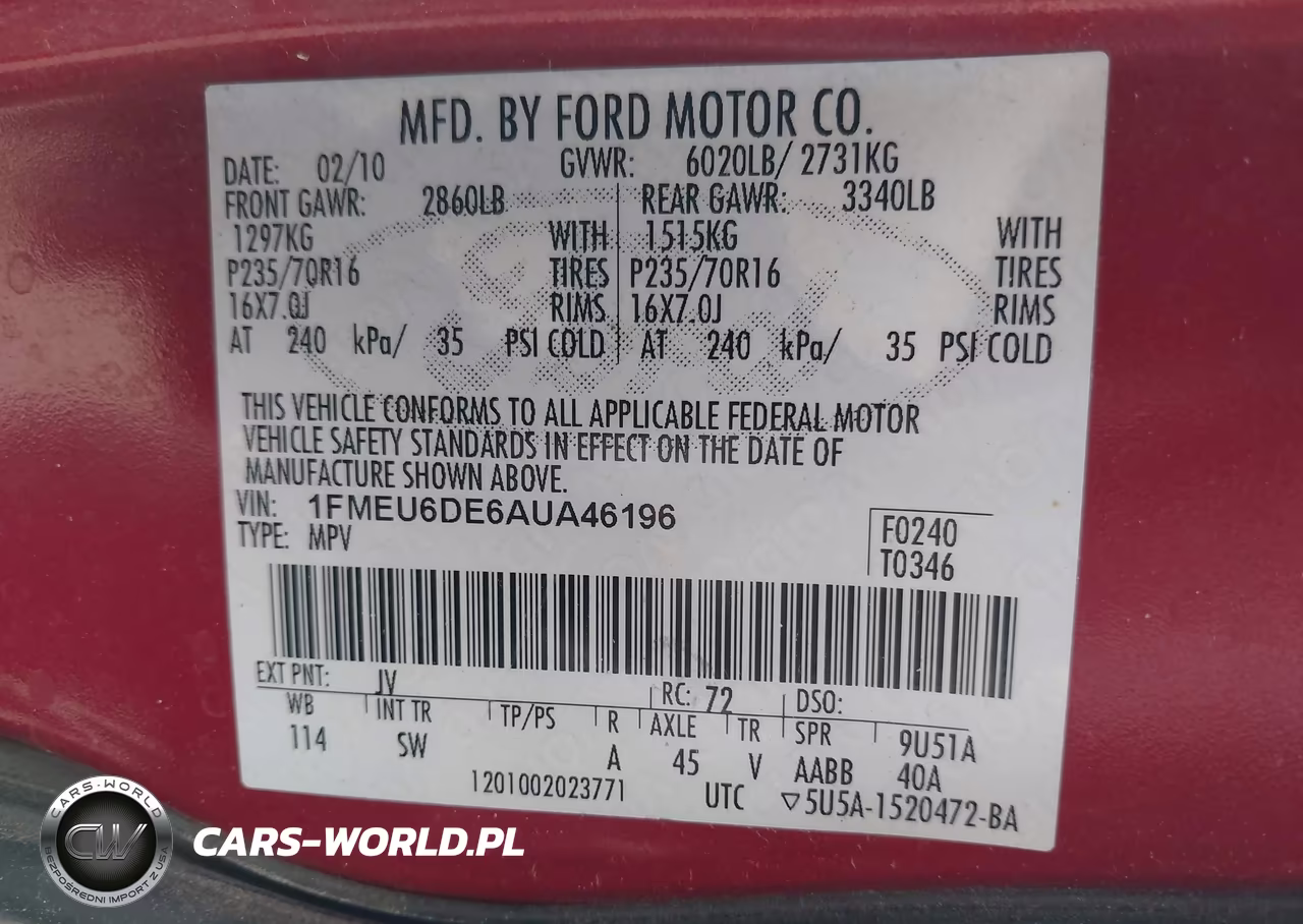 2010 Ford Explorer Xlt VIN:1FMEU6DE6AUA46196 - 9