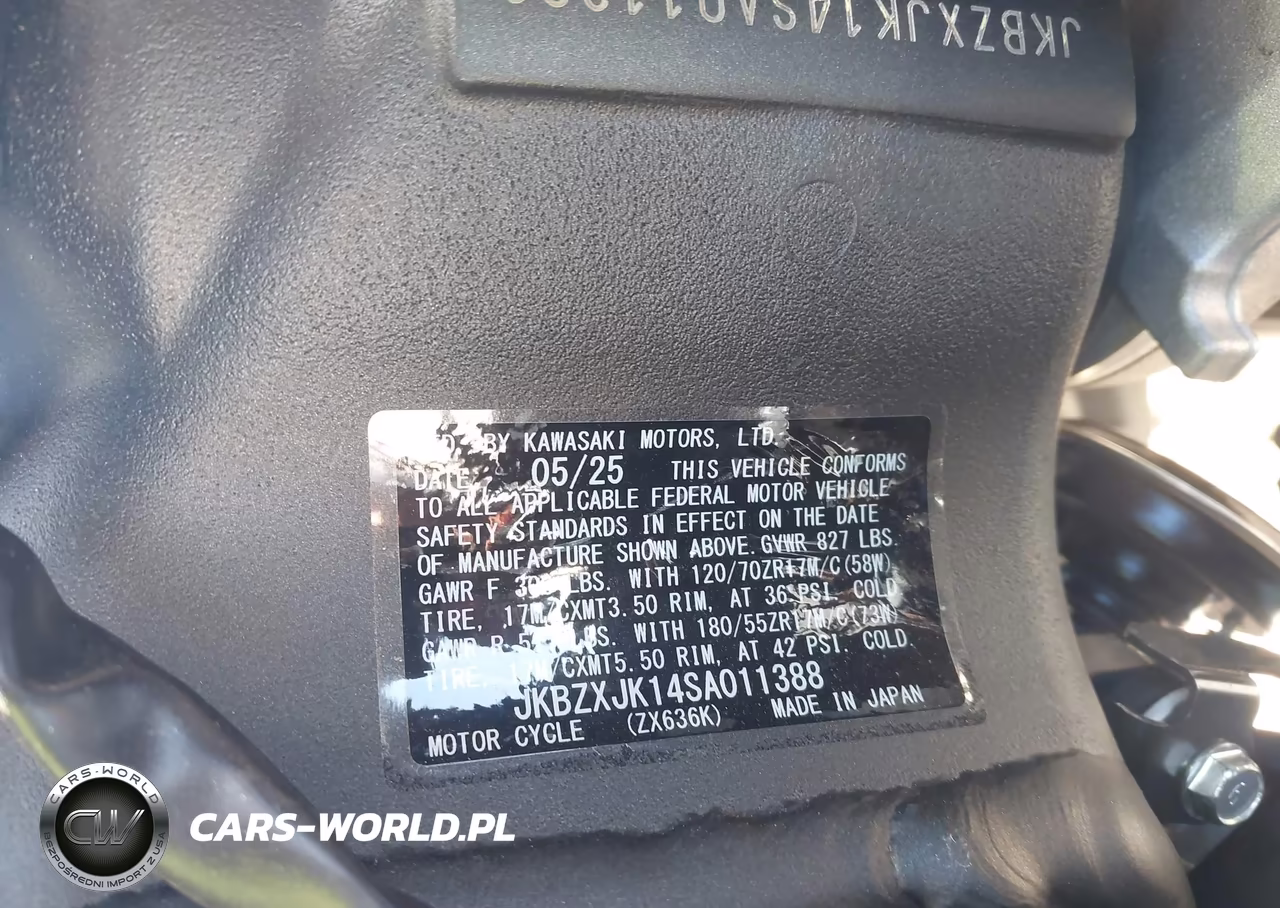 2025 Kawasaki Zx636 K VIN:JKBZXJK14SA011388 - 10