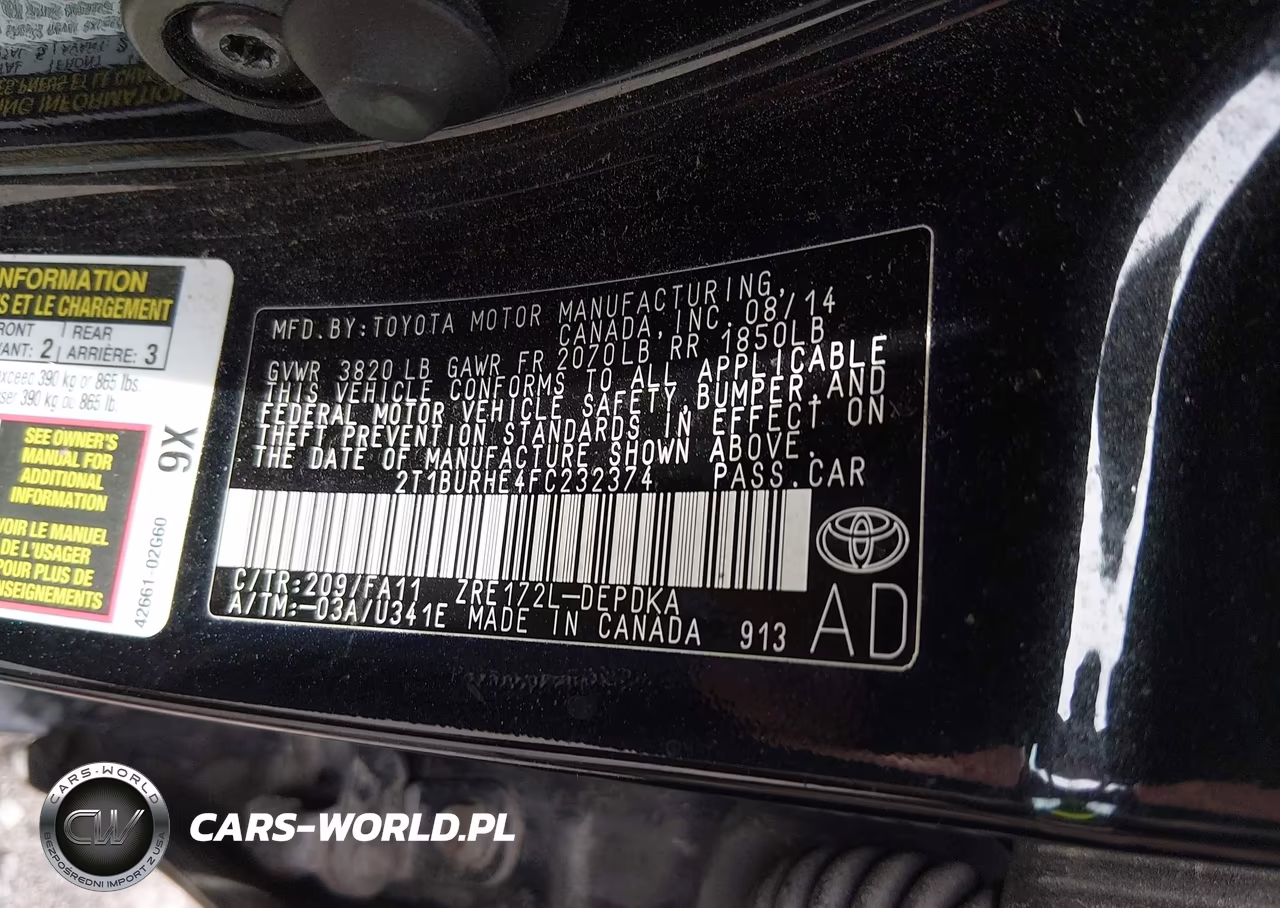 2015 Toyota Corolla L VIN:2T1BURHE4FC232374 - 9