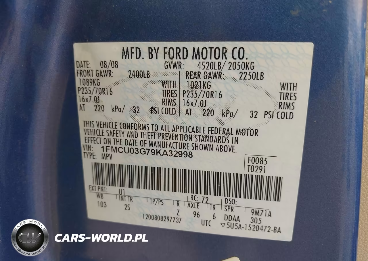 2009 Ford Escape Xlt VIN:1FMCU03G79KA32998 - 9