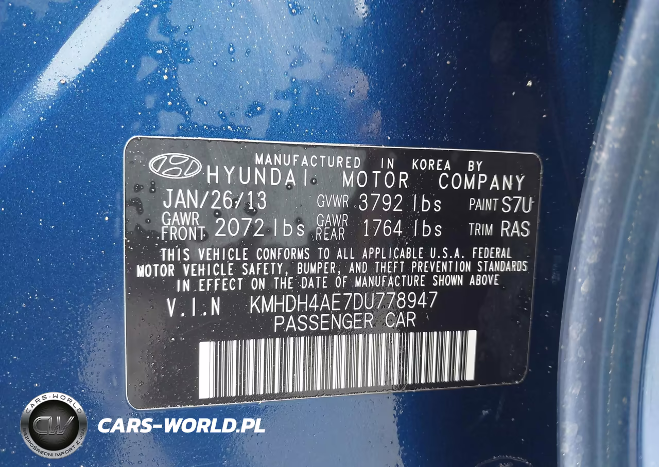 2013 Hyundai Elantra Gls VIN:KMHDH4AE7DU778947 - 9
