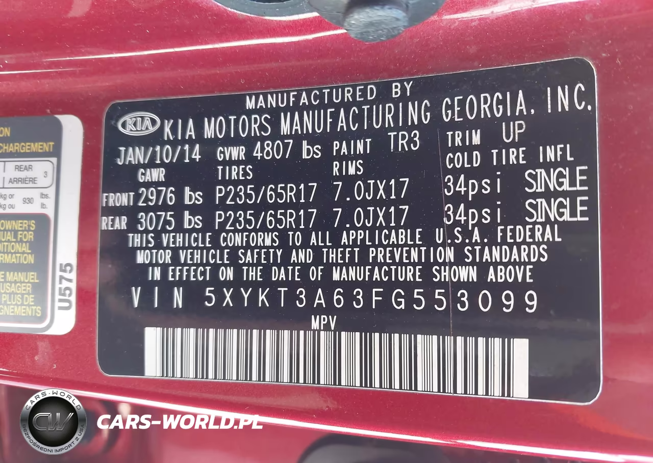 2015 Kia Sorento Lx VIN:5XYKT3A63FG553099 - 9