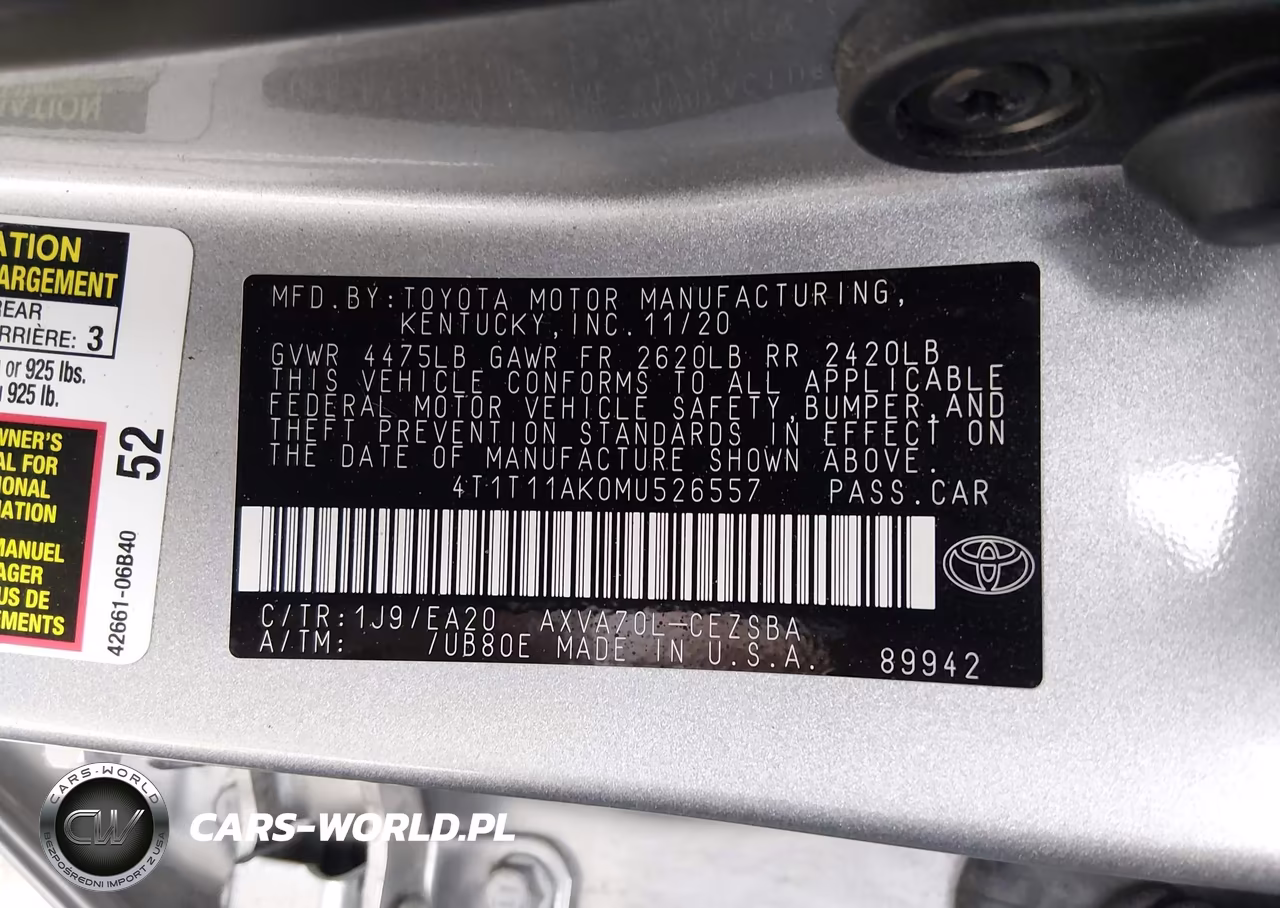 2021 Toyota Camry Se VIN:4T1T11AK0MU526557 - 9