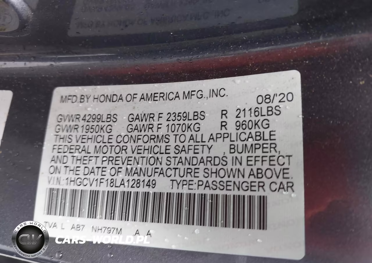 2020 Honda Accord Lx VIN:1HGCV1F18LA128149 - 9