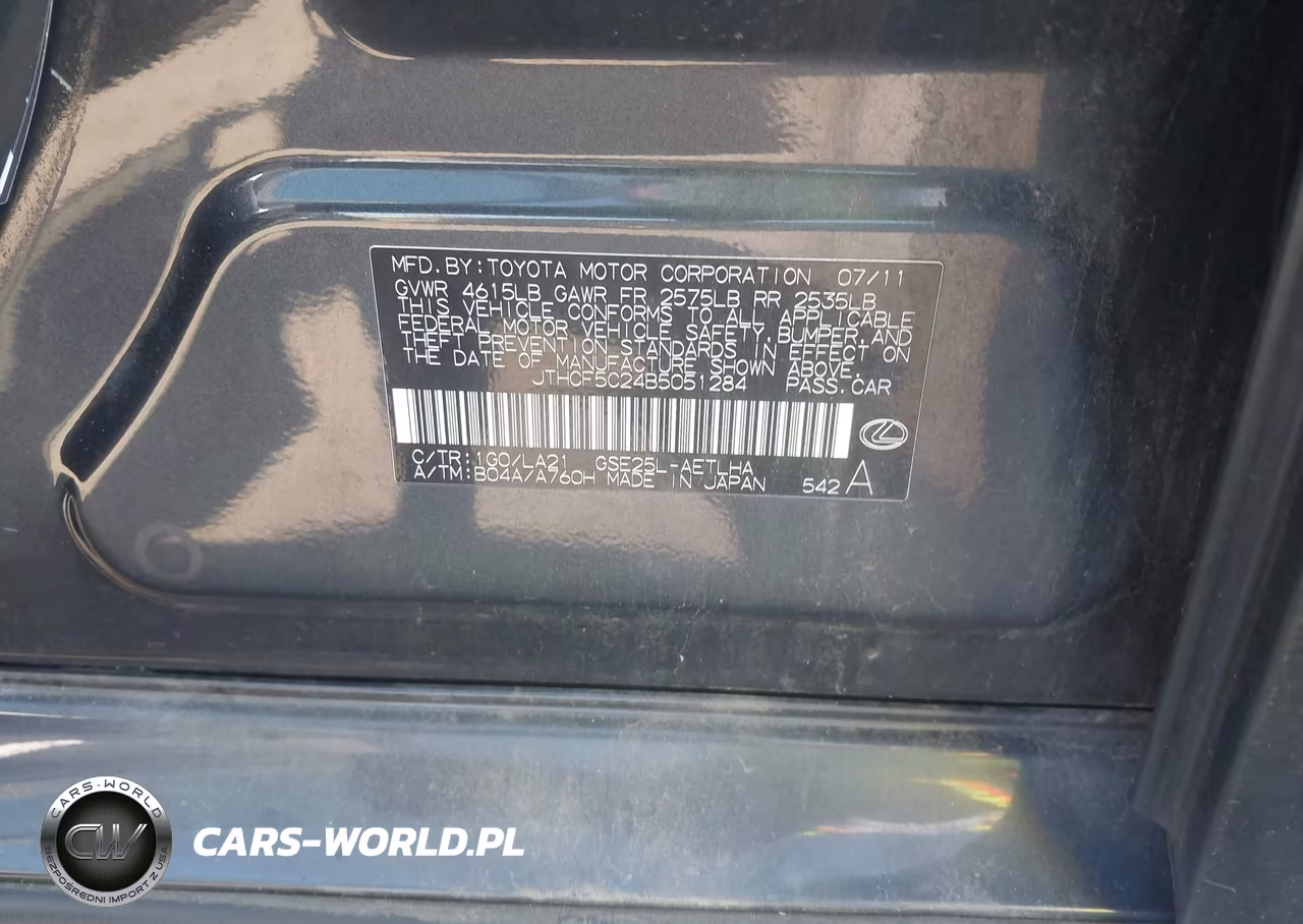 2011 Lexus Is 250 VIN:JTHCF5C24B5051284 - 9